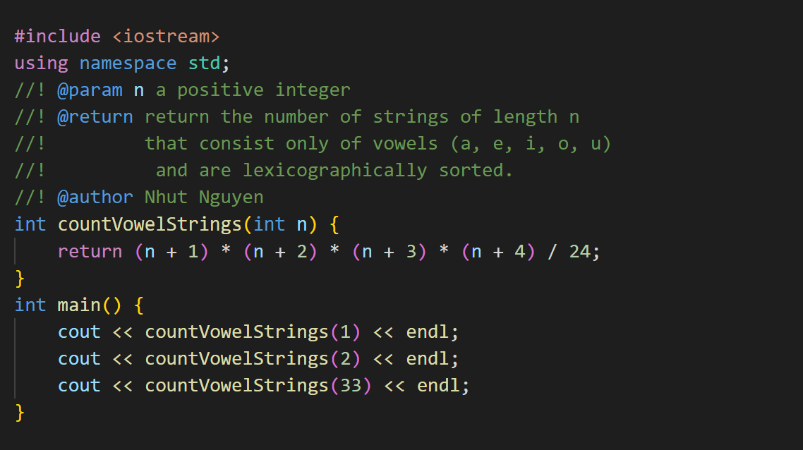 How to solve Leetcode 1641. Count Sorted Vowel Strings