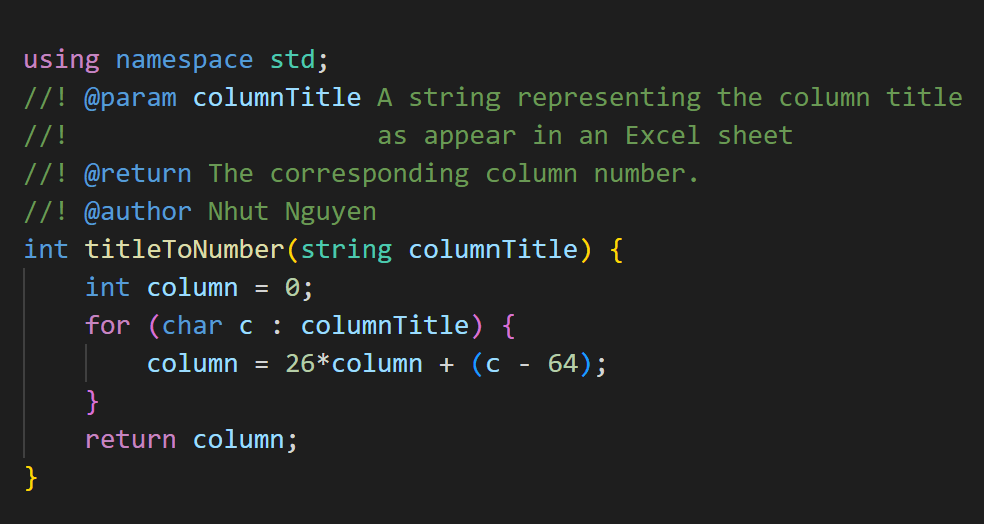 171. Excel Sheet Column Number