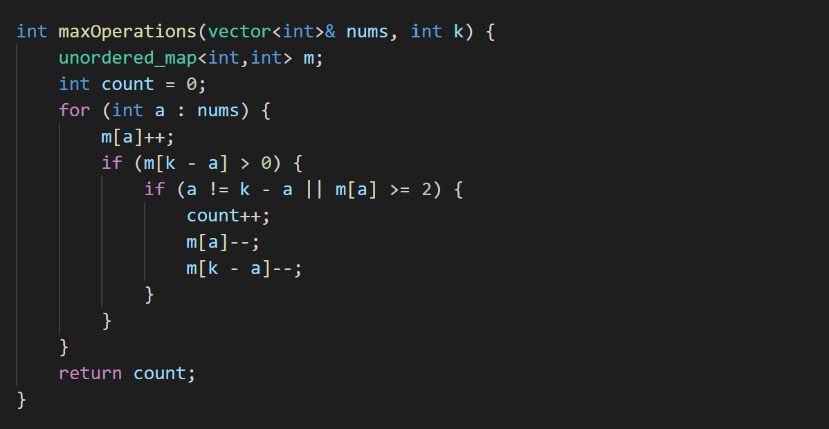 How to solve Leetcode 1679. Max Number of K-Sum Pairs