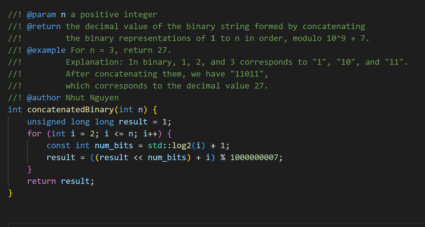 1680. Concatenation of Consecutive Binary Numbers