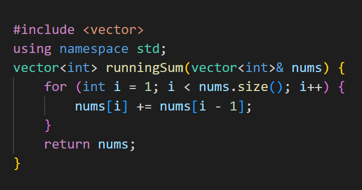 How to solve Coding Challenge 1480. Running Sum of 1d Array