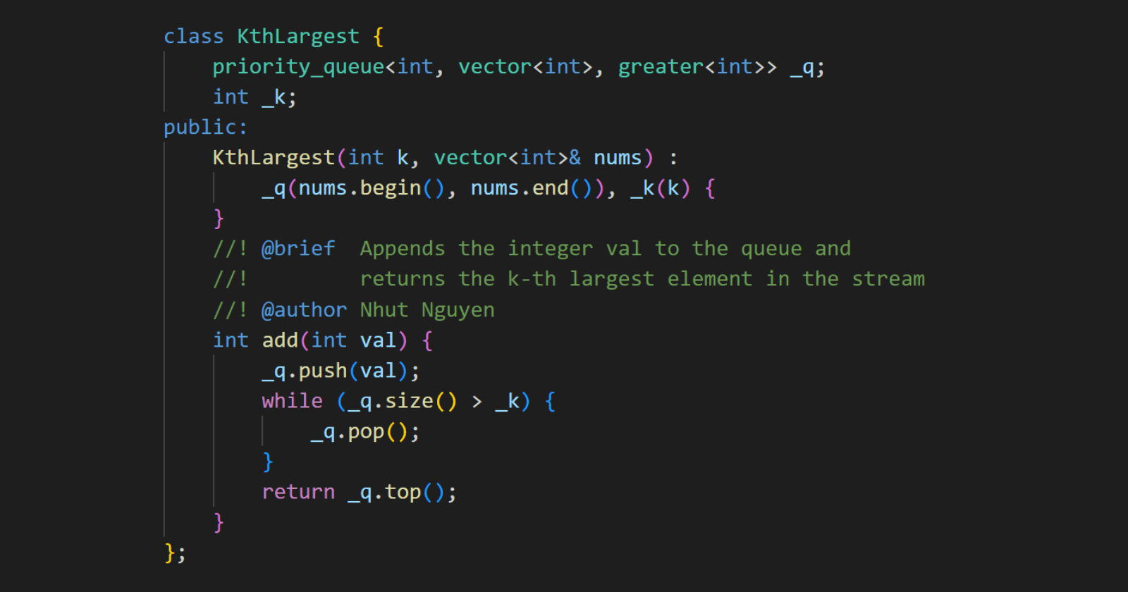 703. Kth Largest Element in a Stream