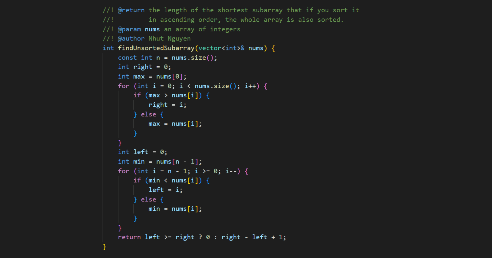 581. Shortest Unsorted Continuous Subarray