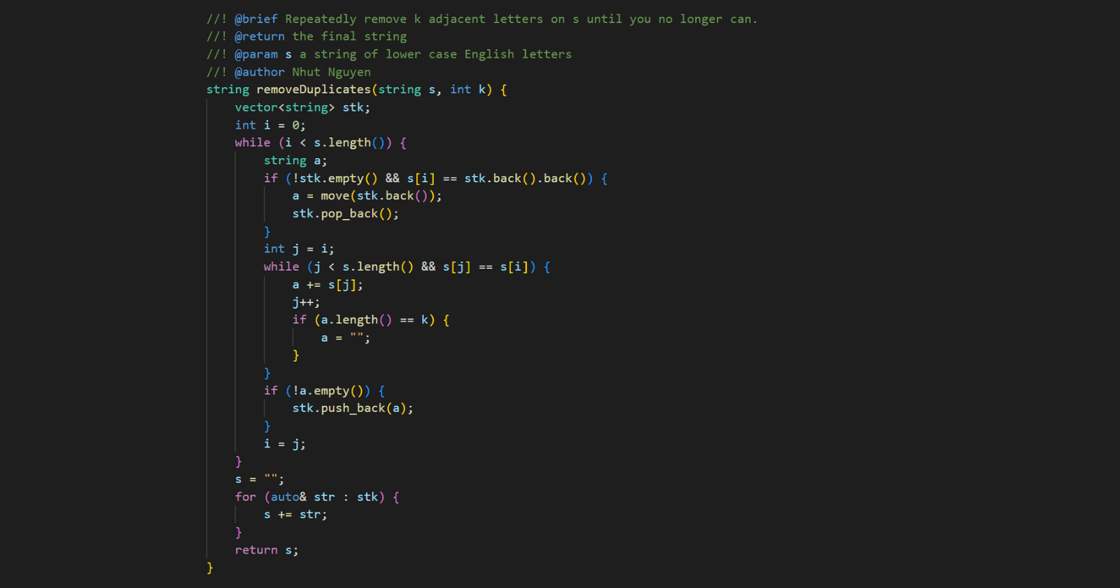 1209. Remove All Adjacent Duplicates in String II