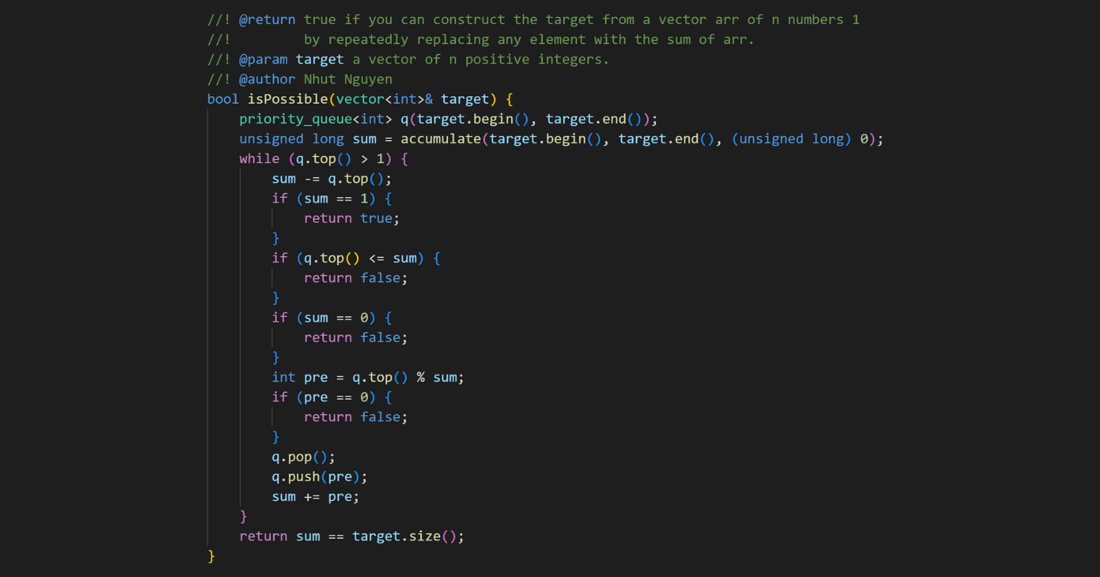 1354. Construct Target Array With Multiple Sums