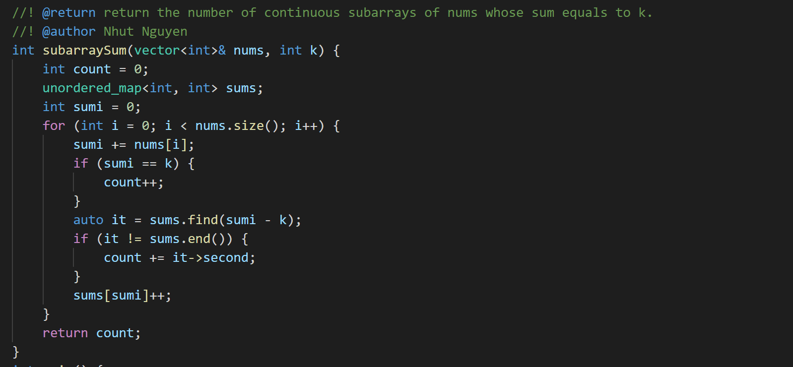 560. Subarray Sum Equals K