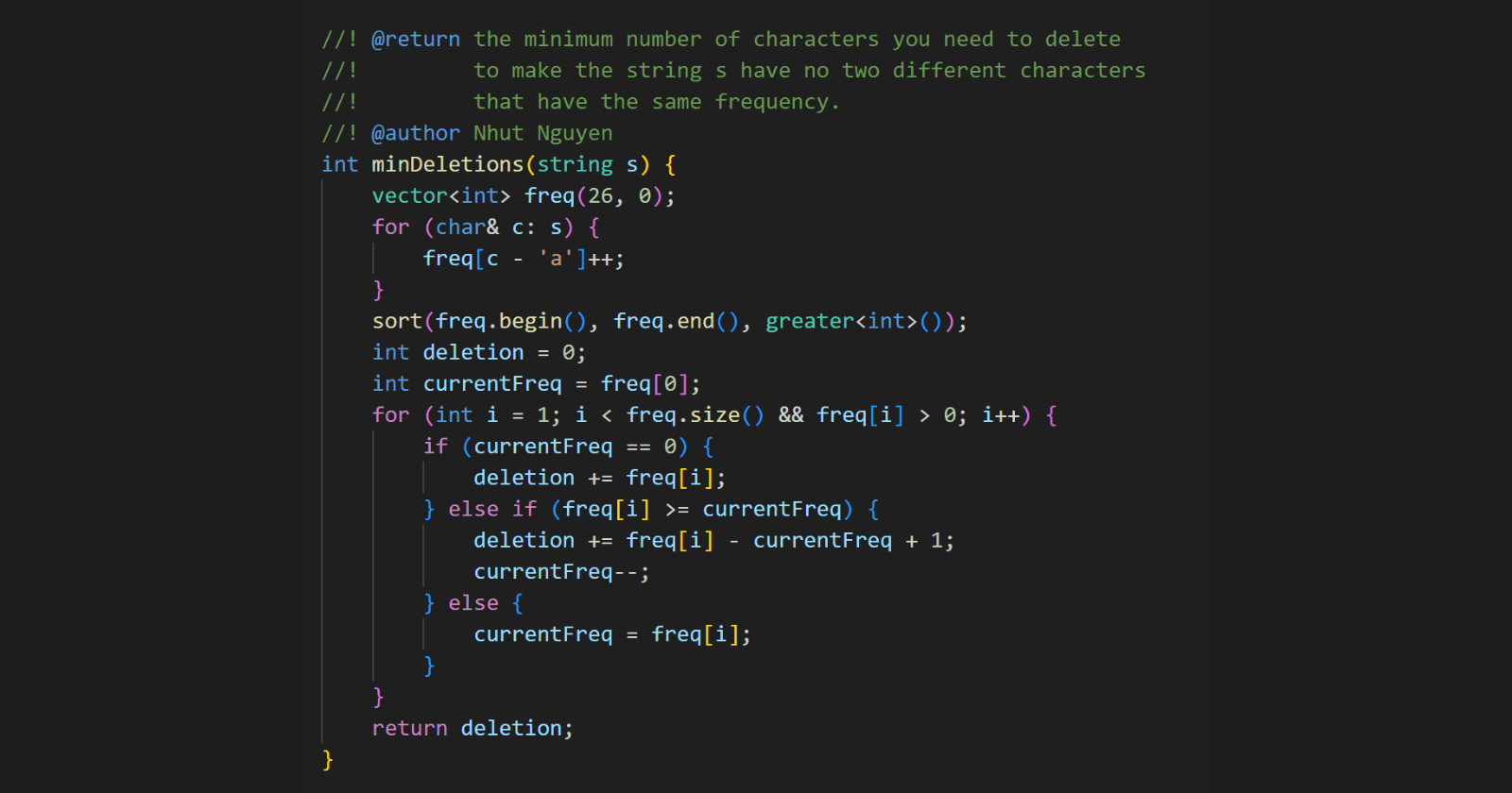 1647. Minimum Deletions to Make Character Frequencies Unique